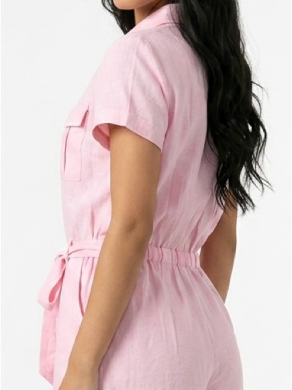 Fabletics Light Pink Short-Sleeve Drawstring Romper - Picture 4 of 16